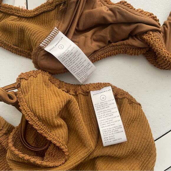 NWT Good American Crinkle Bronze Tiny Ties & Twist Swim bathings Suit Bikini - Picture 4 of 6